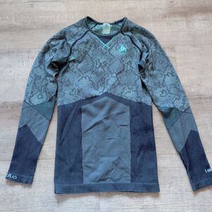 Odlo Evolution Warm Seamless Baselayer Long Sleeve Shirt Gray Teal Women's S